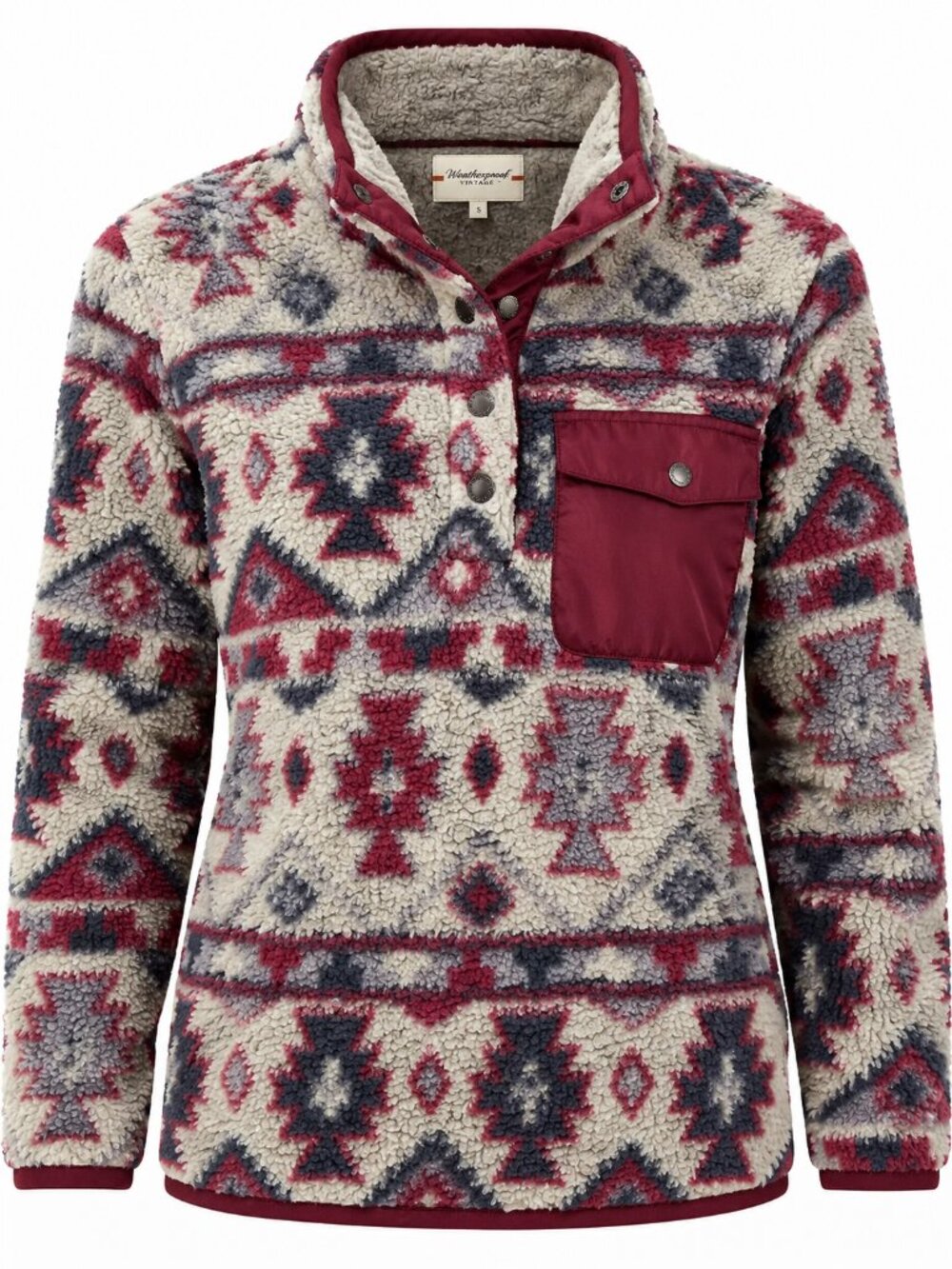 Weatherproof Vintage Women's Aztec Southwestern Sherpa Fleece Pullover S